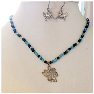 Tibetan Silver Horses Sterling Silver Jewelry Set